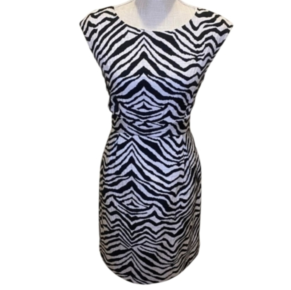 Michael Kors Zebra Print‎ Black and White Back Cutout Dress Size 12
